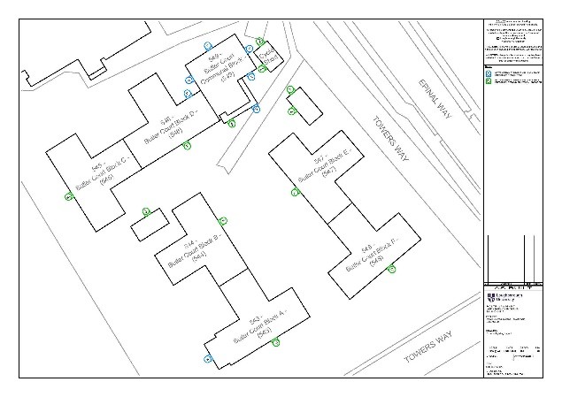 Aerial view of Butler Court Accommodation Blocks